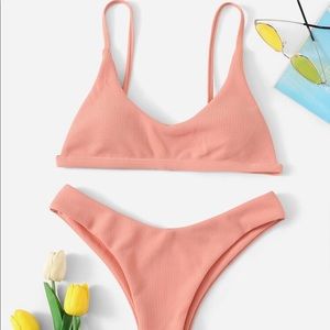 👙Ribbed Spaghetti Strap Top High Cut Bikini